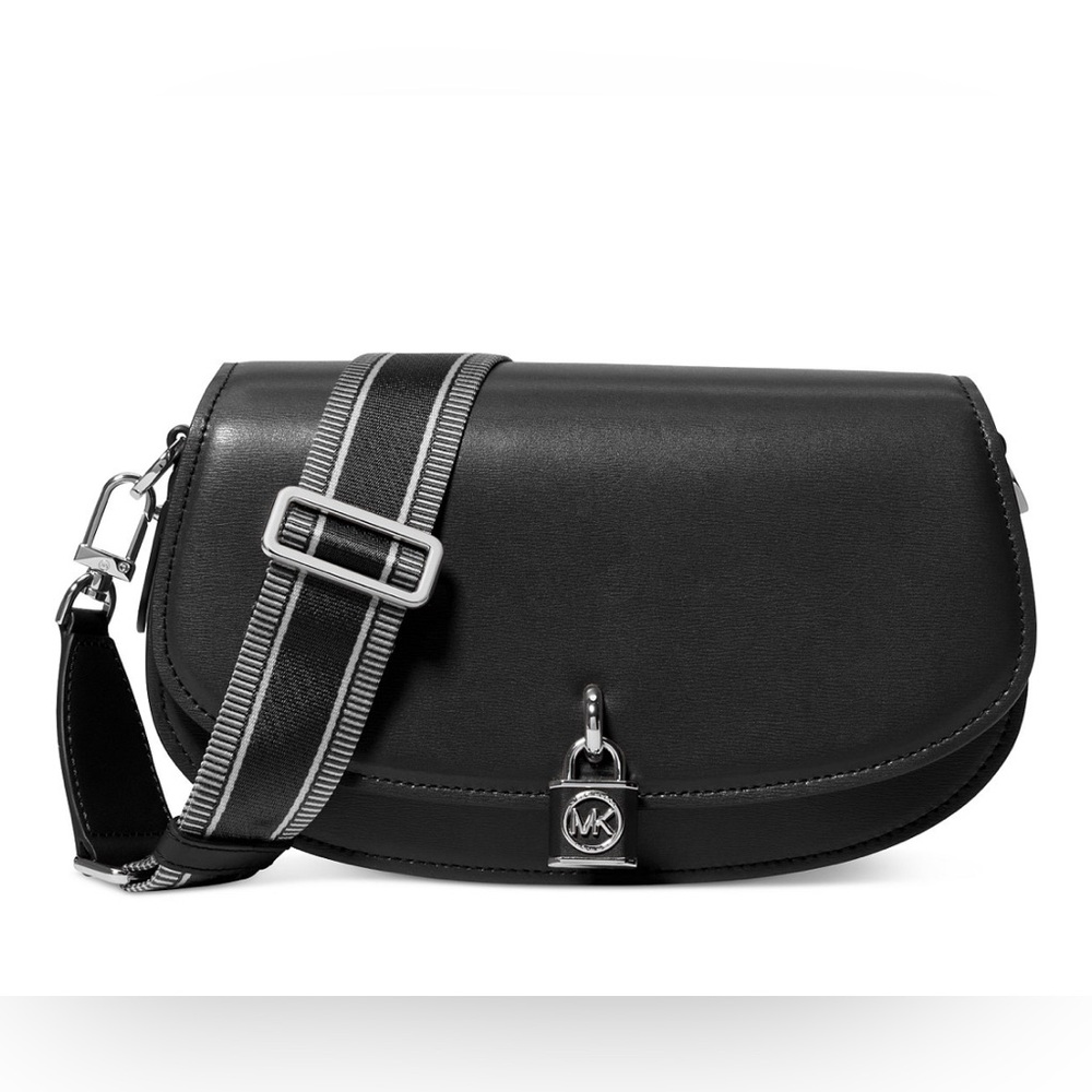 Michael Kors Mila Sling Messenger Leather Bag- Black Med. NWT🖤